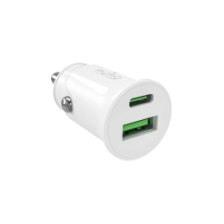 PURO Ładowarka samochodowa USB-A USB-C Power Delivery 20W - biała