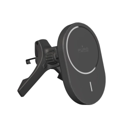 PURO Uchwyt samochodowy do telefonu z ładowarką Qi2 MagSafe 15W - czarny
