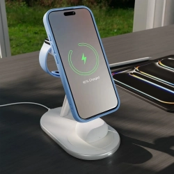 PURO Ładowarka bezprzewodowa 3w1 do telefonu smartwatcha słuchawek Qi2