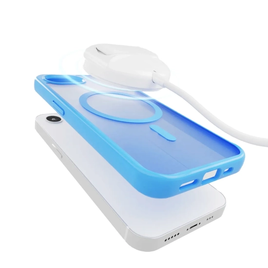 PURO Etui silikonowe pokrowiec do iPhone 16e Gradient MagSafe - niebieskie