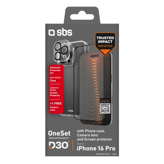 SBS Zestaw ochronny 3w1 na iPhone 16 Pro etui szkło ochronne na ekran i