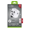SBS Adapter sieciowy podróżny uniwersalny USB-C USB-A EU UK US AUS - biały