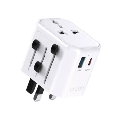 SBS Adapter sieciowy podróżny uniwersalny USB-C USB-A EU UK US AUS - biały