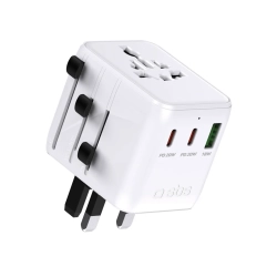 SBS Adapter podróżny sieciowy USB-C USB-A EU UK US AUS JP - biały