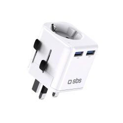 SBS Adapter sieciowy podróżny UK US AUS Asia EU USB-A - biały