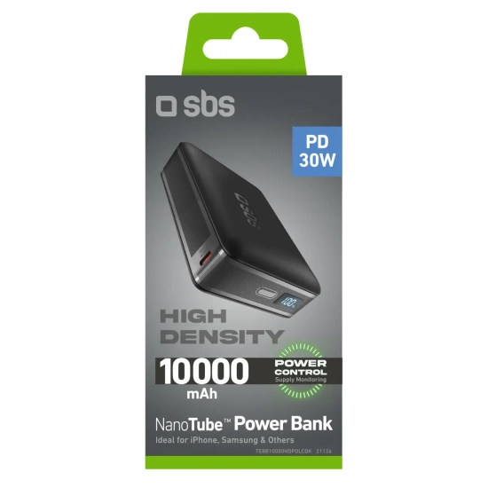 Powerbank SBS 10000 mAh USB-C 30 W z LCD czarny