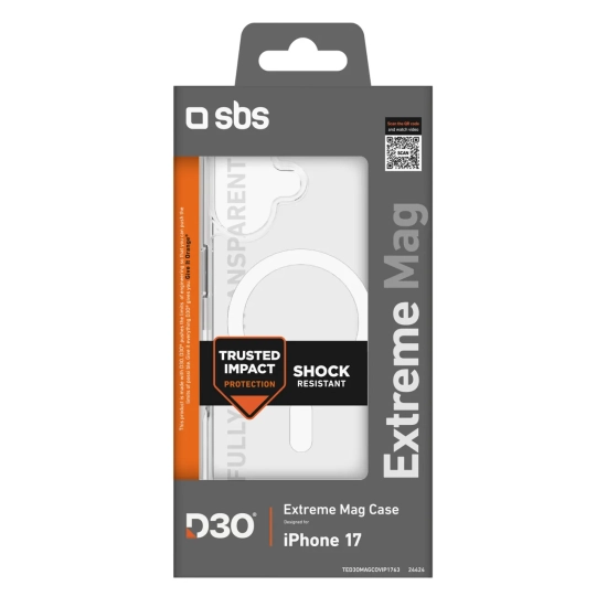 SBS Etui na iPhone 17 z technologią D3O Extreme Mag - przezroczyste