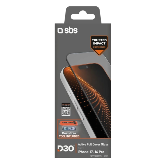SBS Szkło ochronne z aplikatorem na iPhone 17 / iPhone 16 Pro z