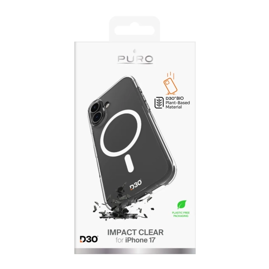 PURO Etui pokrowiec na iPhone 17 TPU PC Impact Clear D3O MagSafe