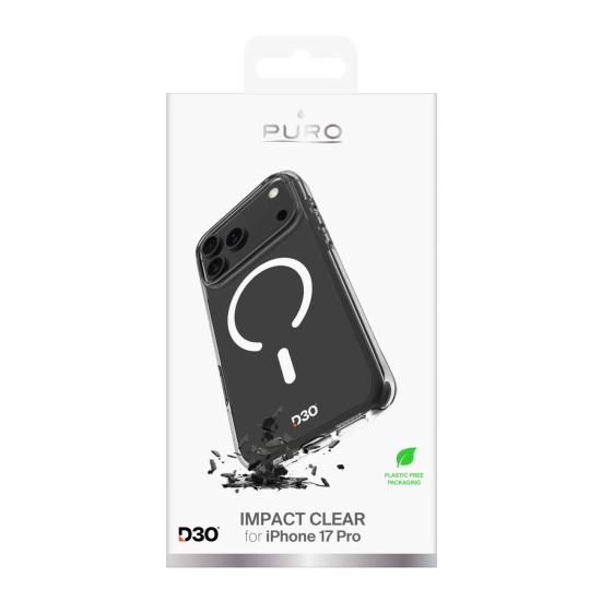 PURO Etui pokrowiec na iPhone 17 Pro TPU PC Impact Clear D3O MagSafe