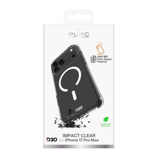 PURO Etui pokrowiec na iPhone 17 Pro Max TPU PC Impact Clear D3O MagSafe