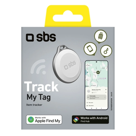 SBS Lokalizator uniwersalny tracker do kluczy walizki Track My Tag - biały
