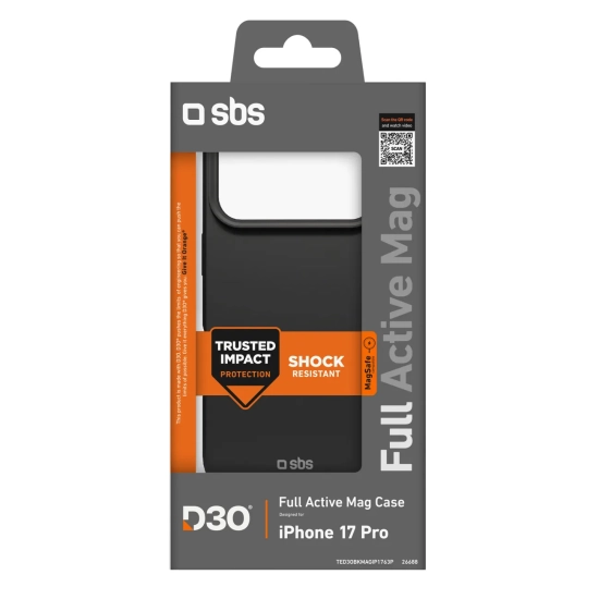 SBS Etui case na iPhone 17 Pro z technologią D3O Full Active Mag - czarne