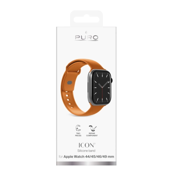 PURO Pasek silikonowy na Apple Watch 44/45/46/49mm Icon - pomarańczowy