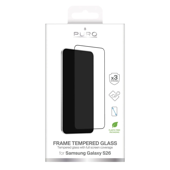 PURO Szkło hartowane na Samsung Galaxy S26 Frame - z czarną ramką