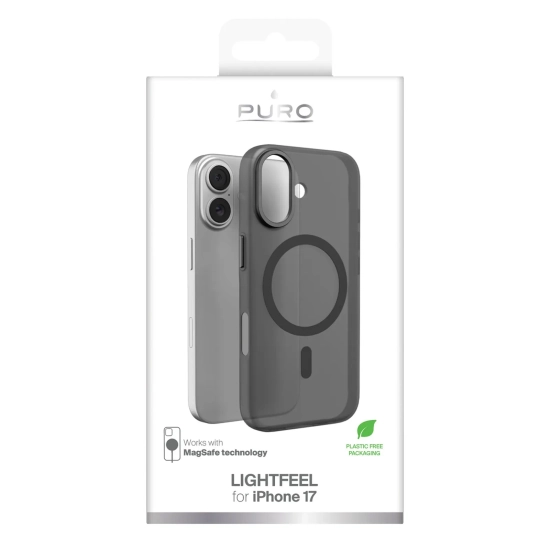 PURO Etui pokrowiec na iPhone 17 Lightfeel MagSafe - przezroczysto czarne