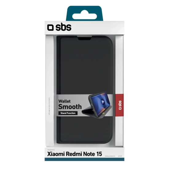 SBS Etui futerał z klapką na Xiaomi Redmi Note 15 Wallet Smooth - czarne