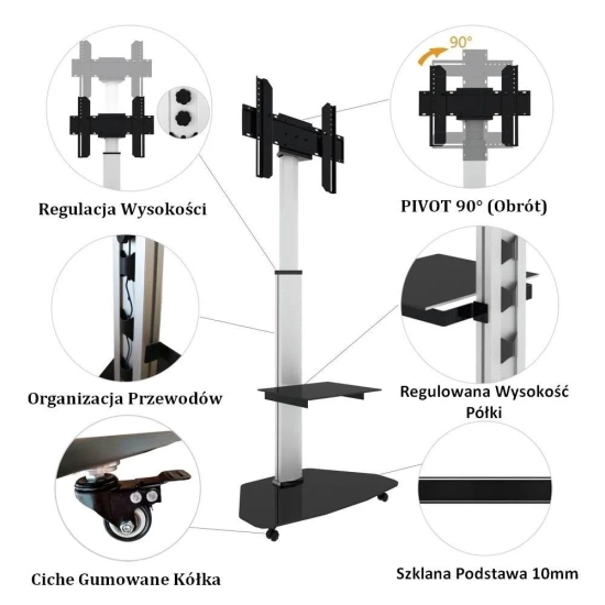 TECHly Stojak mobilny 108903 37–70″ do 40 kg