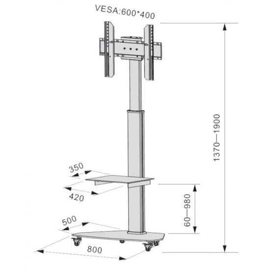 TECHly Stojak mobilny 108903 37–70″ do 40 kg