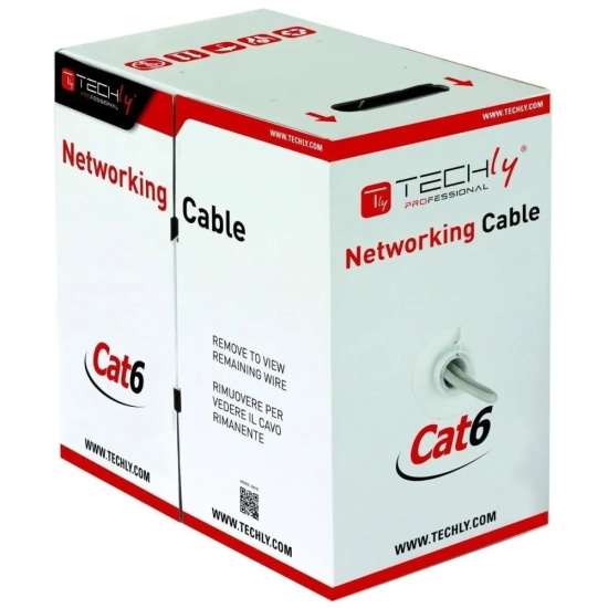 TECHly ITP6-CCA-305-GY Kabel skrętka Cat6 UTP drut 305 m CCA szary