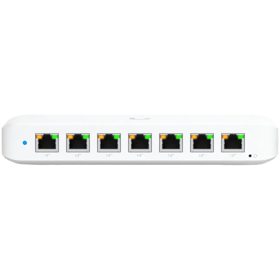 Switch PoE Ubiquiti USW-ULTRA-210W-EU: 8 portów Gigabit Ethernet; 7 wyjść