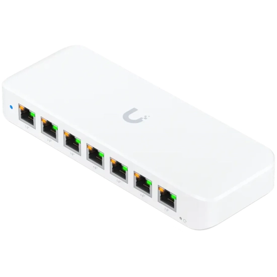 Switch PoE Ubiquiti USW-ULTRA-210W-EU: 8 portów Gigabit Ethernet; 7 wyjść