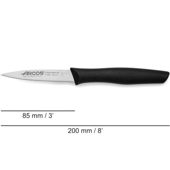 Arcos Nóż do obierania warzyw owoców spiczasty ząbkowany NOVA dł. 85/200 mm