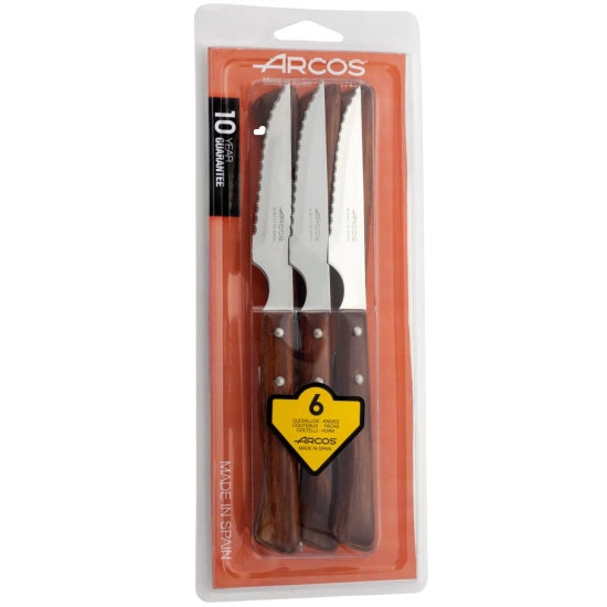 Arcos Nóż do steków z drewnianym uchwytem FOREST dł. 110/220 mm - zestaw 6