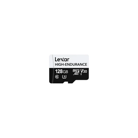 Karta pamięci Lexar High Endurance 128 GB, format microSDXC, model LMSHGED128G-BCNNG, kolor czarny/biały.