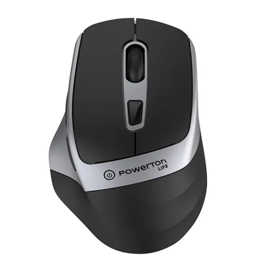 Mysz komputerowa Powerton LIFE FLIXO bezprzewodowa, czarno-srebrna WPM10SL