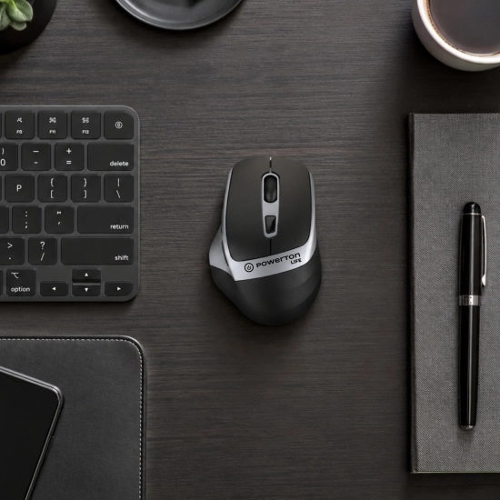 Mysz komputerowa Powerton LIFE FLIXO bezprzewodowa, czarno-srebrna WPM10SL