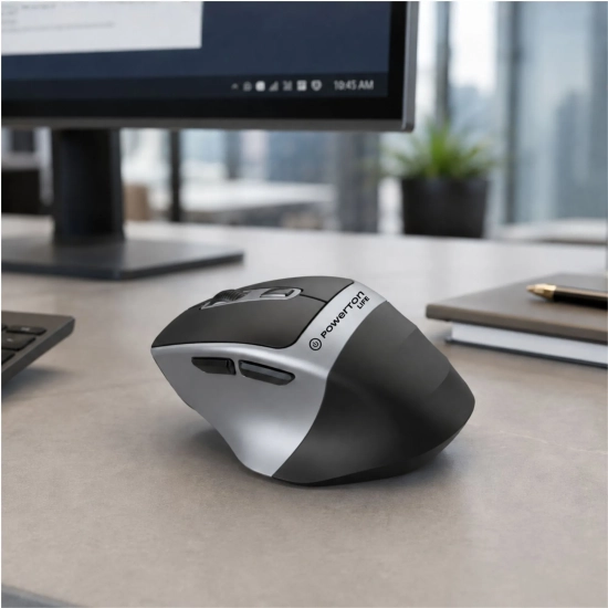 Mysz komputerowa Powerton LIFE FLIXO bezprzewodowa, czarno-srebrna WPM10SL