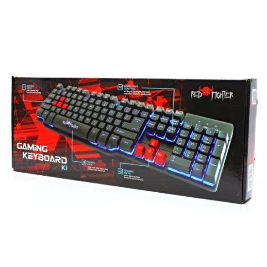 Klawiatura Red Fighter K1 przewodowa (USB) US, czarna