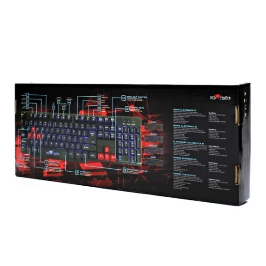 Klawiatura Red Fighter K1 przewodowa (USB) US, czarna