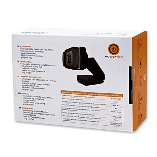 Kamera internetowa Powerton LIFE VIXA kamera HD, czarna PWCAM1