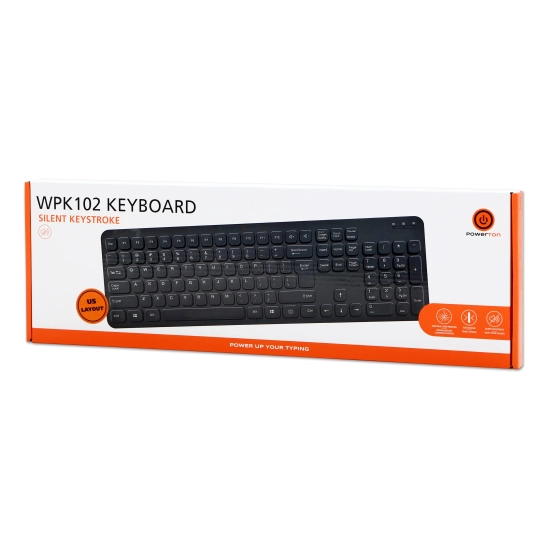 Klawiatura Powerton LIFE SLIM przewodowa (USB) US, czarna WPK102B US