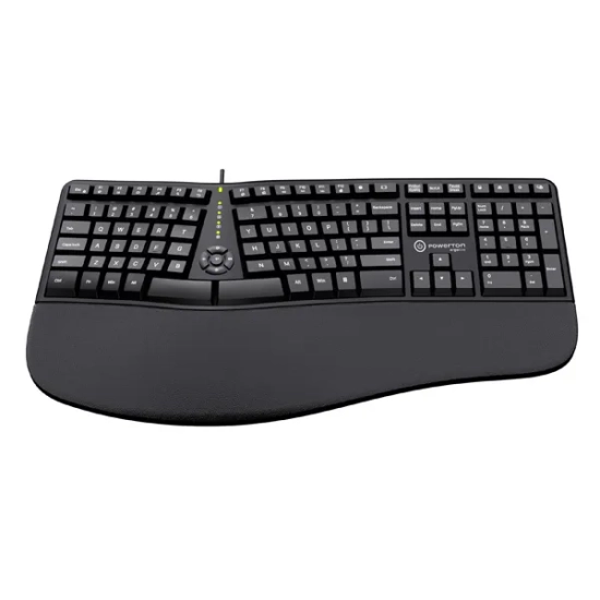 Klawiatura Powerton ERGO LANA ergonomiczna przewodowa (USB) US, czarna