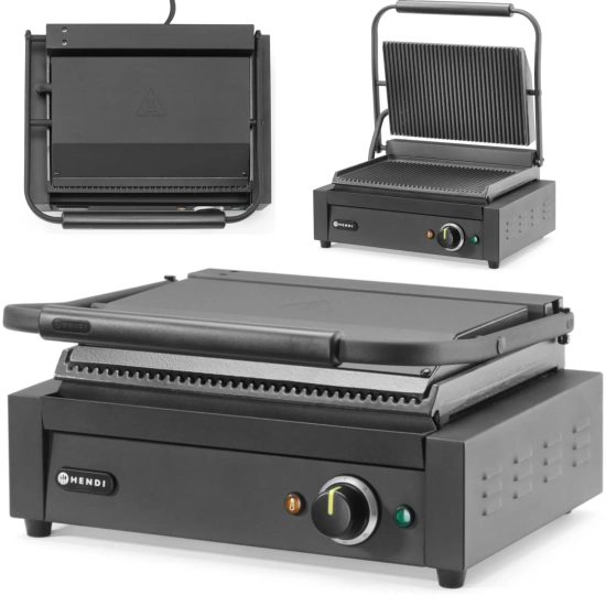 Hendi Grill elektryczny kontaktowy z płytą ryflowaną 340x235 mm 2200 W