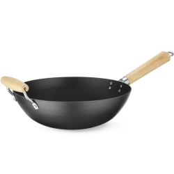 Hendi Wok ze stali węglowej z drewnianymi uchwytami śr. 324 mm