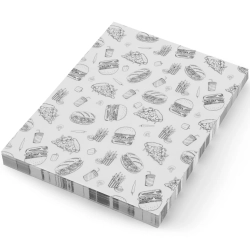 Hendi Papier pergaminowy do przekąsek frytek 20x25 cm wzór fast food - 500