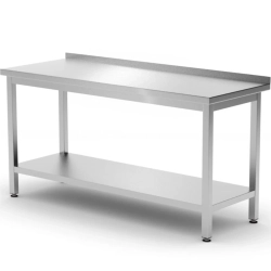 Stół blat roboczy przyścienny z rantem półką Kitchen Line STAL 1200 x 600