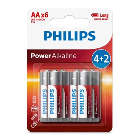 Baterie alkaliczne Philips Power Alkaline AA LR6P6BP/10 6 szt.