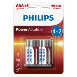 Baterie alkaliczne Philips Power Alkaline AAA LR03P6BP/10 6 szt.