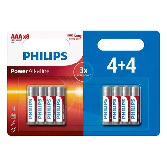 Baterie alkaliczne Philips Power Alkaline AAA LR03P8BP/10 8 szt.