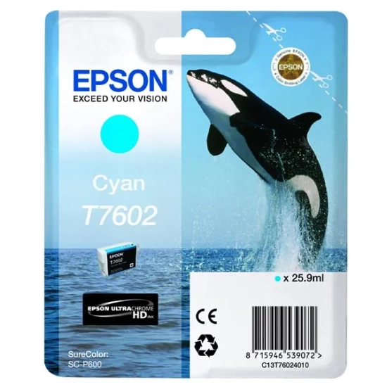 Oryginalny tusz Epson T7602 25 C13T76024010, cyjan, 25,9 ml