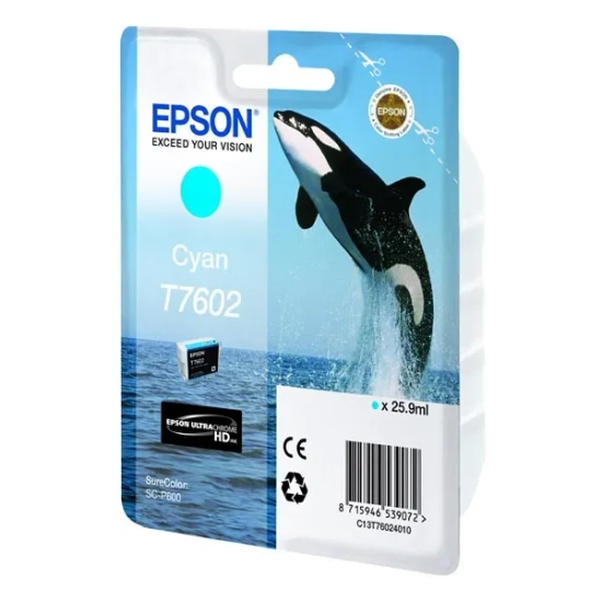 Oryginalny tusz Epson T7602 25 C13T76024010, cyjan, 25,9 ml