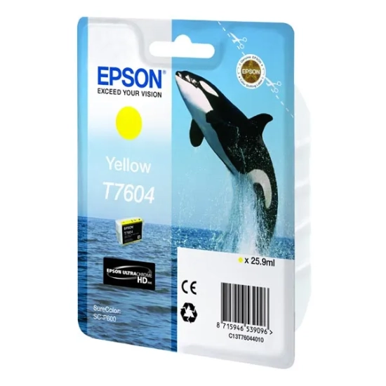 Oryginalny tusz Epson T7604 25 C13T76044010, żółty, 25,9 ml