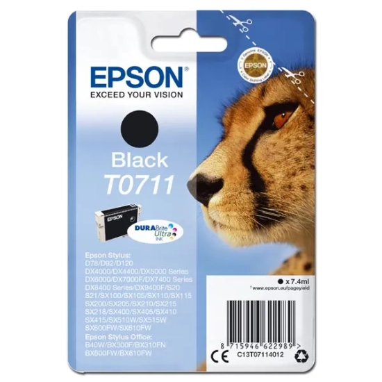 Oryginalny tusz Epson 7 C13T07114012, czarny, 7,4 ml