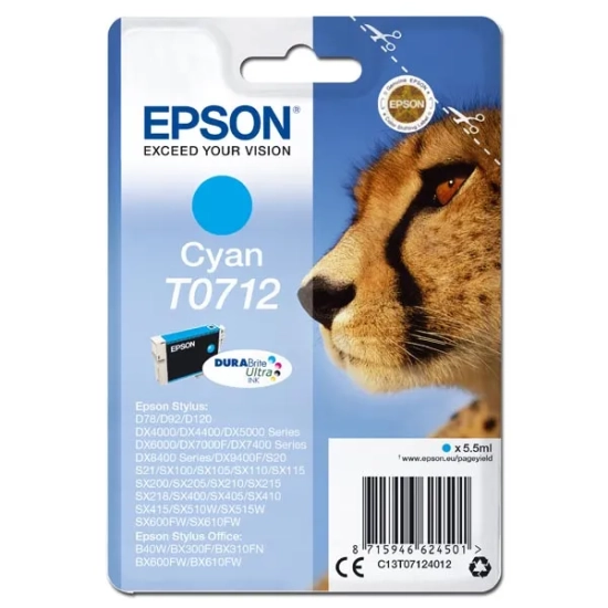 Oryginalny tusz Epson 5 C13T07124012, cyjan, 5,5 ml