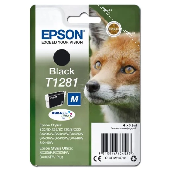 Oryginalny tusz Epson T1281 5 C13T12814012, czarny, 5,9 ml